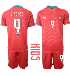 Youth Portugal #G.ROMOS National Team FIFA x World Cup 2026 Home Red On Eusebio special edition Kids Jersey