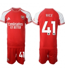 Men's Arsenal F.C #41 Declan Rice Red 2025 Home Soccer Jersey Suit