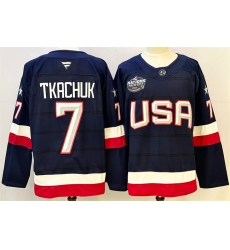 Men's USA #7 Keith Tkachuk Navy 2025 4 Nations Face-Off Stitched Jersey