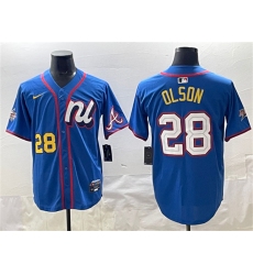 Men's National League #28 Matt Olson Blue 2025 All-Star Edition Limited Stitched Baseball Jersey