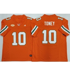 Men's Miami Hurricanes #10 Malachi Toney Orange F.U.S.E. 2026 Stitched Football Jersey
