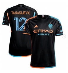 Men's New York City FC Strahinja Tanasijevic adidas Black 2024 24 7 Kit Authentic Player Jersey