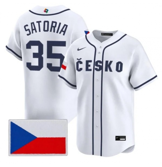 Men's Czech Republic Baseball #35 Ondej Satoria Nike White 2026 World Baseball Classic Jersey