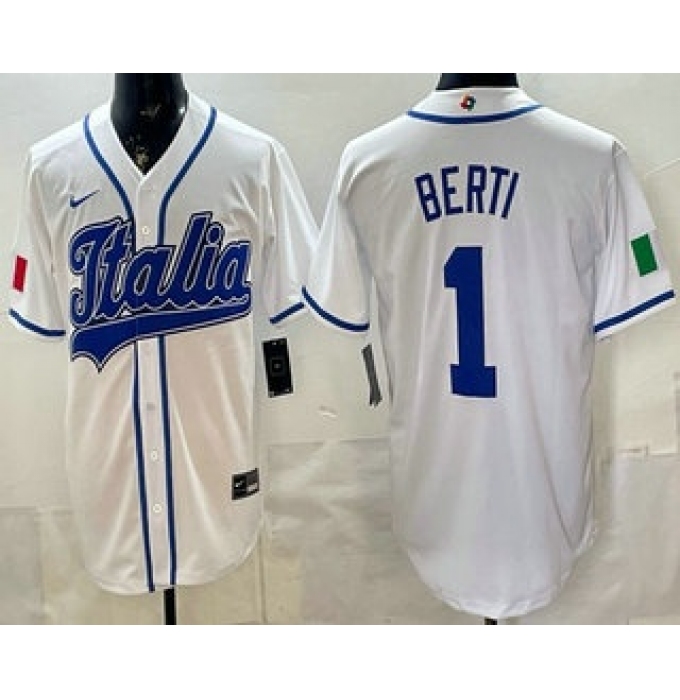 Men's Italy #1 Jonathon Berti White 2026 World Baseball Classic Cool Base Jersey