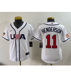 Youth USA Baseball #11 Gunnar Henderson White 2026 World Baseball Classic Home Stadium Stitched Baseball Jersey