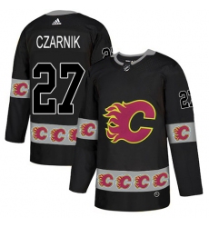 Men's Adidas Calgary Flames #27 Austin Czarnik Authentic Black Team Logo Fashion NHL Jersey