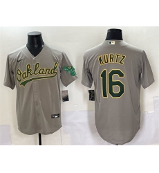 Men's Oakland Athletics #16 Nick Kurtz Grey Cool Base Stitched Baseball Jersey