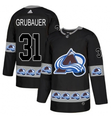 Men's Adidas Colorado Avalanche #31 Philipp Grubauer Authentic Black Team Logo Fashion NHL Jersey