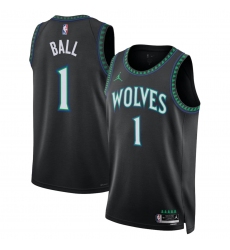 Men's Minnesota Timberwolves #1 LaMelo Ball Black 2026-27 Statement Swingman Edition Stitched Basketball Jersey