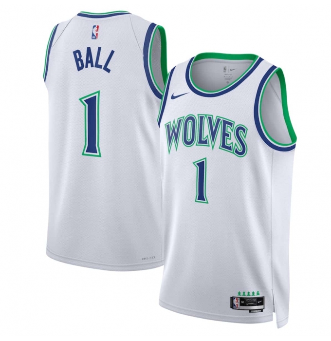 Men's Minnesota Timberwolves #1 LaMelo Ball White 2026-27 Association Swingman Edition Stitched Basketball Jersey