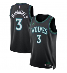 Men's Minnesota Timberwolves #3 Jaden McDaniels Black 2026-27 Statement Swingman Edition Stitched Basketball Jersey