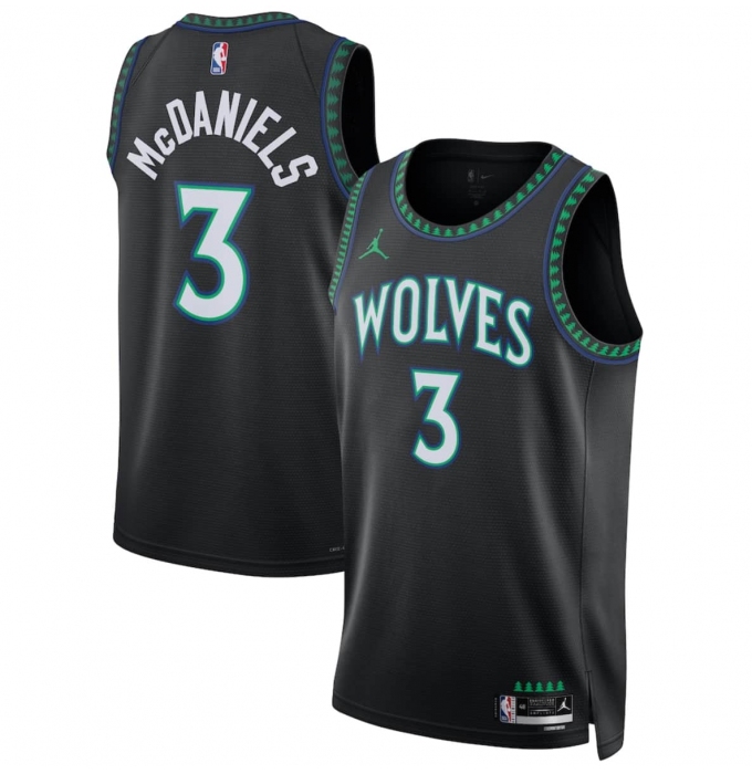 Men's Minnesota Timberwolves #3 Jaden McDaniels Black 2026-27 Statement Swingman Edition Stitched Basketball Jersey