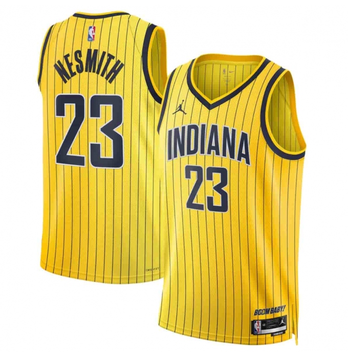 Men's Indiana Pacers #23 Aaron Nesmith Yellow 2026-27 Statement Edition Swingman Stitched Basketball Jersey