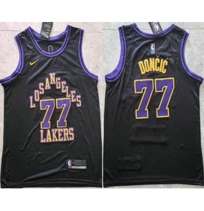 Men's Los Angeles Lakers #77 Luka Doncic Black 2025 City Swingman Jersey
