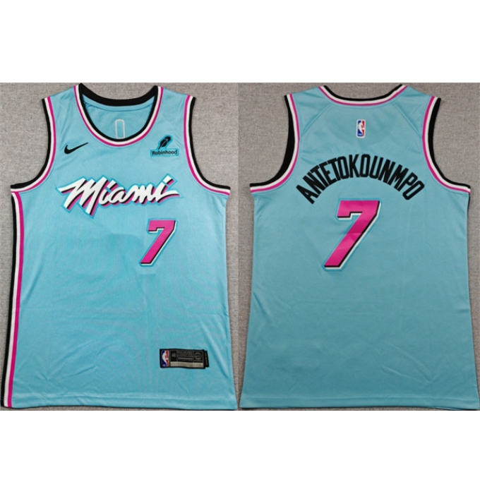 Men's Miami Heat #7 Giannis Antetokounmpo Blue Stitched Basketball Jersey