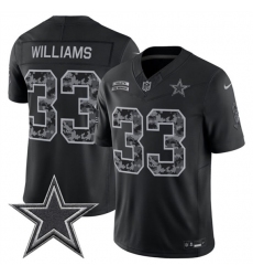 Men's Dallas Cowboys #33 Javonte Williams Black 2026 F.U.S.E. Salute to Service Limited Stitched Football Jersey