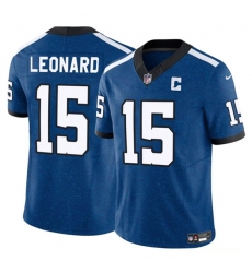 Men's Indianapolis Colts #15 Riley Leonard Blue 2025 F.U.S.E. Throwback Vapor Limited Football Stitched Jersey