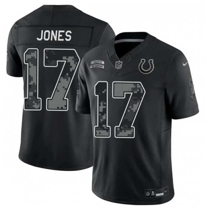Men's Indianapolis Colts #17 Daniel Jones Black 2026 F.U.S.E. Salute to Service Limited Football Stitched Jersey