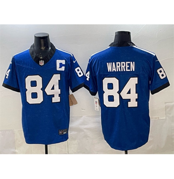 Men's Indianapolis Colts #84 Tyler Warren Blue 2025 F.U.S.E. Throwback Vapor Limited Football Stitched Jersey