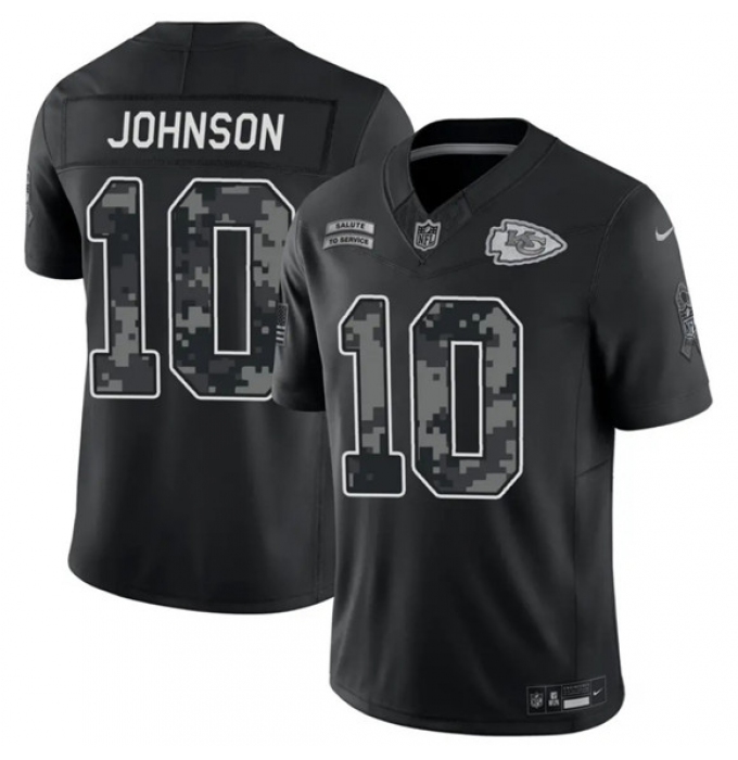 Men's Kansas City Chiefs #10 Emmett Johnson Black 2026 F.U.S.E. Salute to Service Limited Football Stitched Jersey