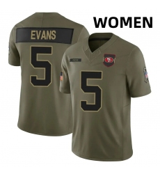 Women San Francisco 49ers #5 Mike Evans Black F.U.S.E. 2025 Salute to Service Stitched Football Jersey