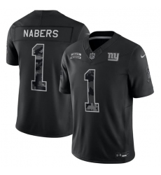 Men's New York Giants #1 Malik Nabers Black F.U.S.E. 2026 Salute to Service Limited Football Stitched Jersey