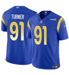 Men's Los Angeles Rams #91 Kobie Turner Blue 2025 F.U.S.E. Vapor Untouchable Football Stitched Jersey