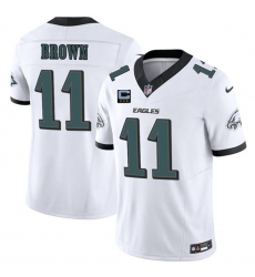 Men's Philadelphia Eagles #11 A.J. Brown White 2025 F.U.S.E. With 3-Star C Vapor Untouchable Limited Football Stitched Jersey