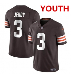 Youth Cleveland Browns #3 Jerry Jeudy Brown Vapor Limited Stitched Football Jersey
