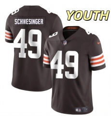 Youth Cleveland Browns #49 Carson Schwesinger Brown Vapor Untouchable Limited Stitched Football Jersey