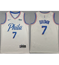 Men's Philadelphia 76ers #7 Jaylen Brown Cream City Edition Swingman Stitched Jersey