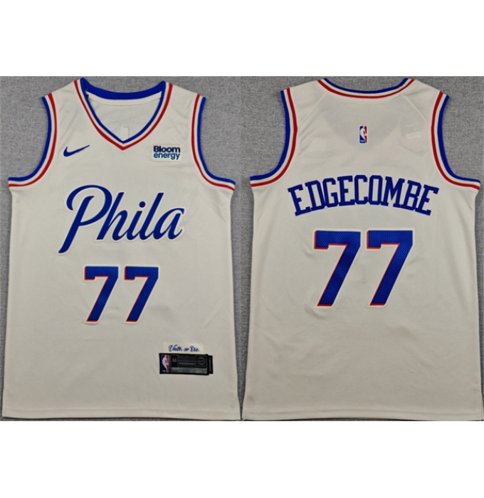 Men's Philadelphia 76ers #77 V. J. Edgecombe Cream City Edition Swingman Stitched Jersey