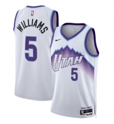 Men's Utah Jazz #5 Cody Williams White 2025 Association Edition Stitched Basketball Jersey