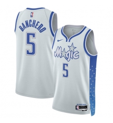 Men's Orlando Magic #5 Paolo Banchero Silver 2025-26 City Edition Stitched Basketball Jersey