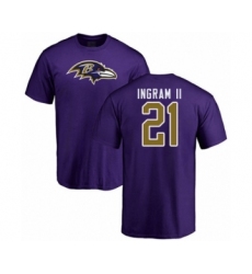 Football Baltimore Ravens #21 Mark Ingram II Purple Name & Number Logo T-Shirt