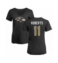 Football Women's Baltimore Ravens #11 Seth Roberts Black Name & Number Logo T-Shirt