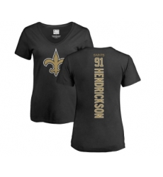 Football Women's New Orleans Saints #91 Trey Hendrickson Black Backer Slim Fit T-Shirt