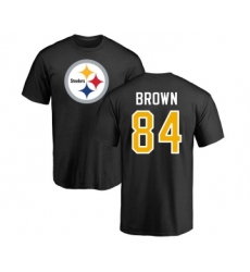 Football Pittsburgh Steelers #84 Antonio Brown Black Name & Number Logo T-Shirt