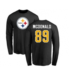 Football Pittsburgh Steelers #89 Vance McDonald Black Name & Number Logo Long Sleeve T-Shirt