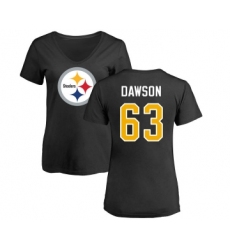 Football Women's Pittsburgh Steelers #63 Dermontti Dawson Black Name & Number Logo Slim Fit T-Shirt