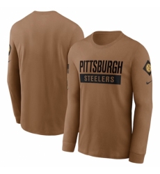 Men's Pittsburgh Steelers 2023 Brown Salute To Service Long Sleeve T Shirt