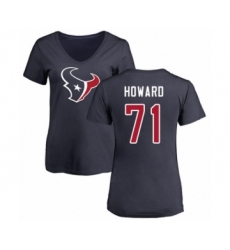Football Women's Houston Texans #71 Tytus Howard Navy Blue Name & Number Logo T-Shirt