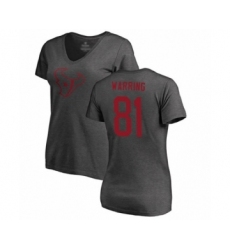 Football Women's Houston Texans #81 Kahale Warring Ash One Color T-Shirt