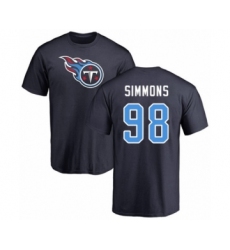 Football Tennessee Titans #98 Jeffery Simmons Navy Blue Name & Number Logo T-Shirt