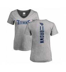 Football Women's Tennessee Titans #11 A.J. Brown Ash Backer T-Shirt