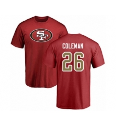 Football San Francisco 49ers #26 Tevin Coleman Red Name & Number Logo T-Shirt