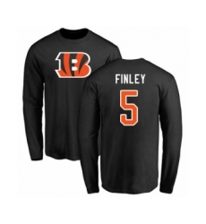 Football Cincinnati Bengals #5 Ryan Finley Black Name & Number Logo Long Sleeve T-Shirt