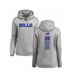 Football Women's Buffalo Bills #28 Frank Gore Ash Backer Pullover Hoodie