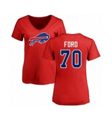 Football Women's Buffalo Bills #70 Cody Ford Red Name & Number Logo T-Shirt