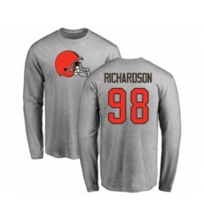 Football Cleveland Browns #98 Sheldon Richardson Ash Name & Number Logo Long Sleeve T-Shirt